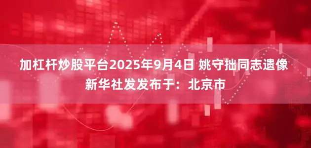 加杠杆炒股平台2025年9月4日 姚守拙同志遗像 新华社发发布于：北京市